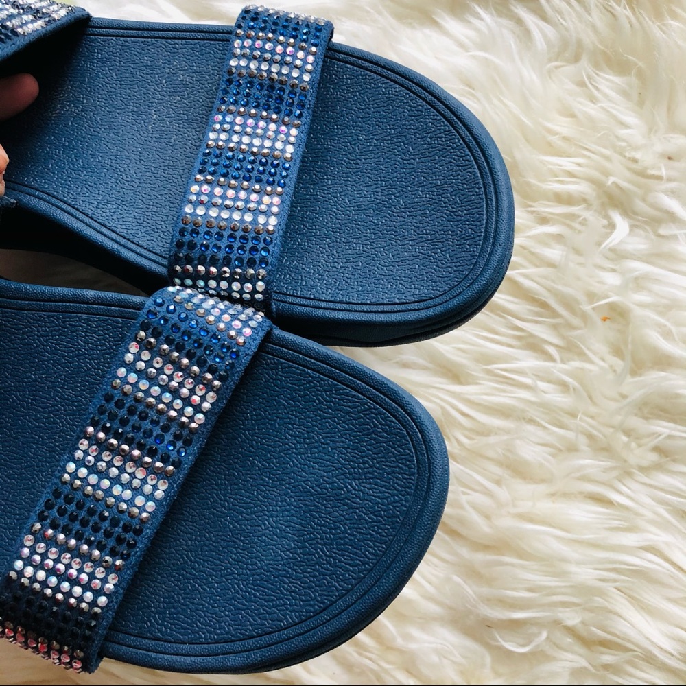 Navy Embellished Slides - image 5